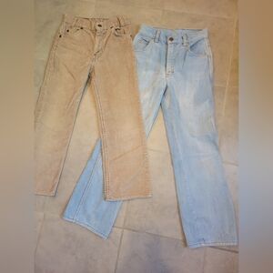 Vintage Levis White Tab Girls Size 9 & 12 Corduroys & Denim Jeans Distressed